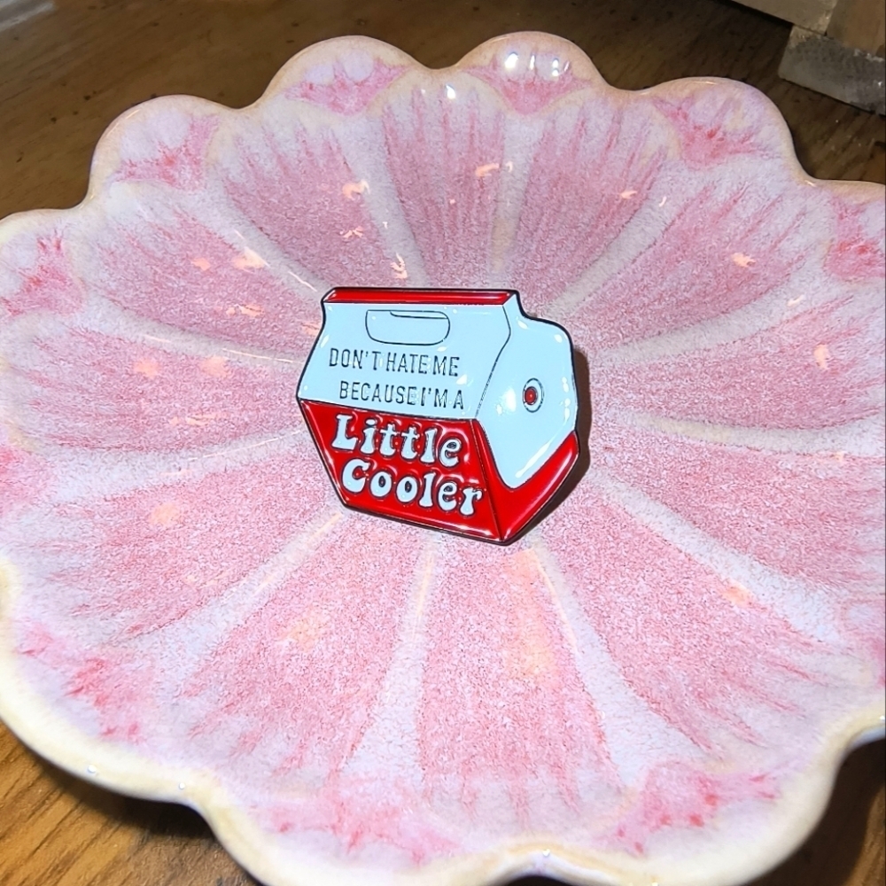 Little cooler red white funny enamel pin jewelry women's decor bag fun silver gr